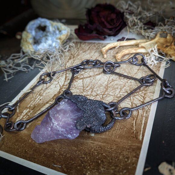 Amethyst Electroformed Statement Necklace - Picture 5 of 5
